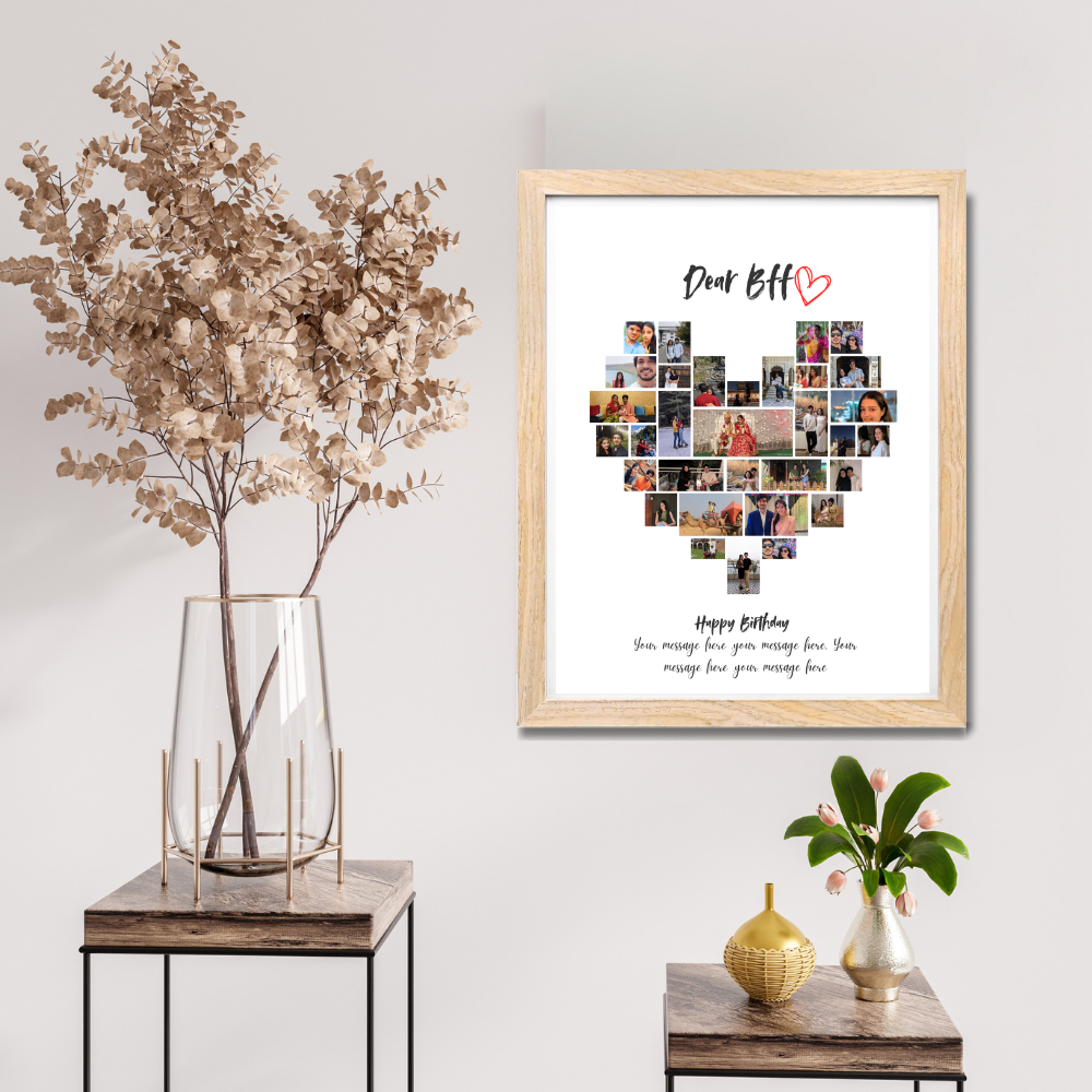 Personalized Wooden Frame Wall Art Custom Birthday Gift for Best Friend with Message & Photos