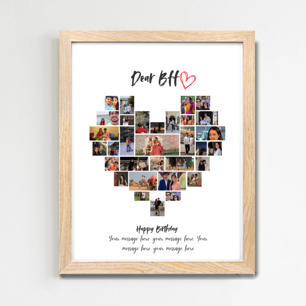 Personalized Wooden Frame Wall Art Custom Birthday Gift for Best Friend with Message & Photos
