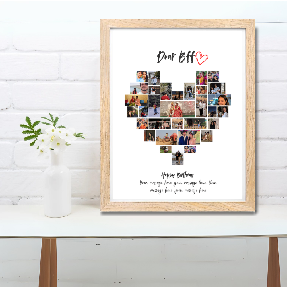 Personalized Wooden Frame Wall Art Custom Birthday Gift for Best Friend with Message & Photos