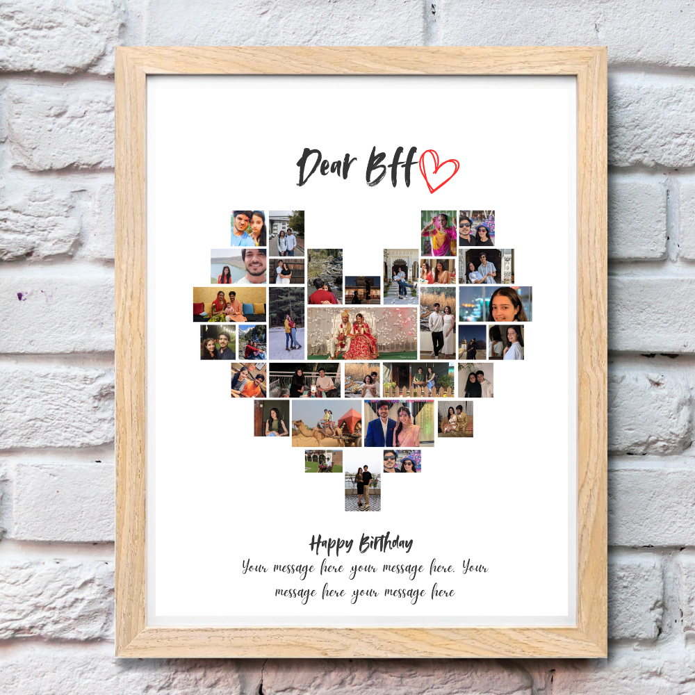 Personalized Wooden Frame Wall Art Custom Birthday Gift for Best Friend with Message & Photos