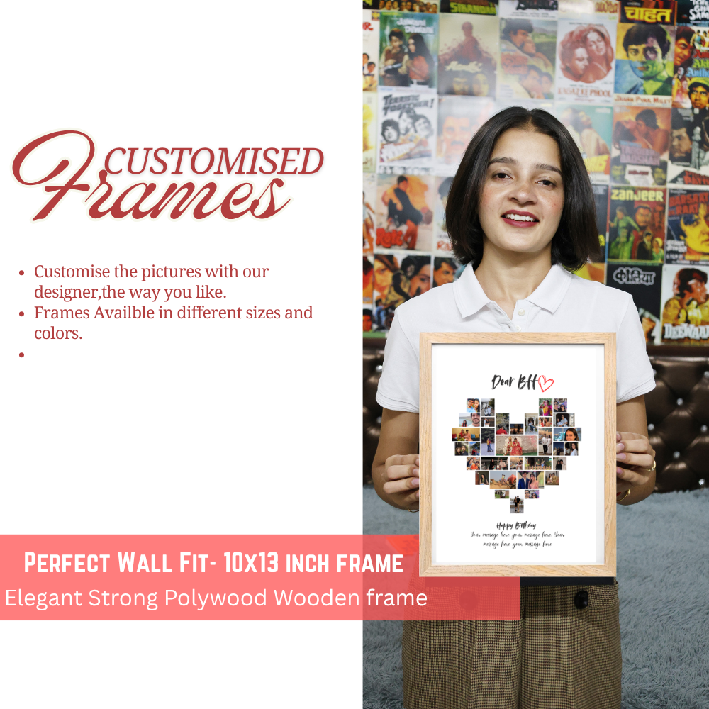 Personalized Wooden Frame Wall Art Custom Birthday Gift for Best Friend with Message & Photos