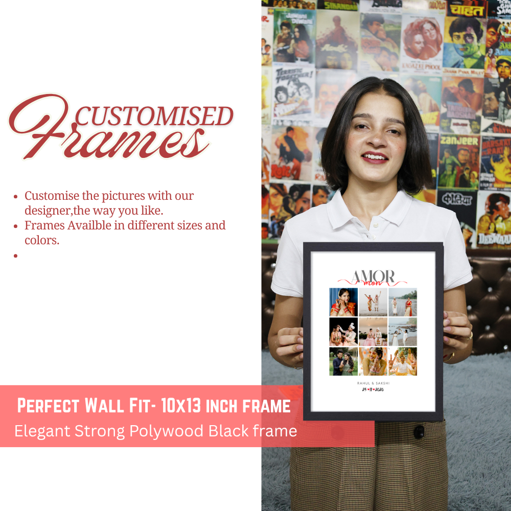 Custom Wedding Photo Collage Frame | Personalized Couple Memory Wall Art