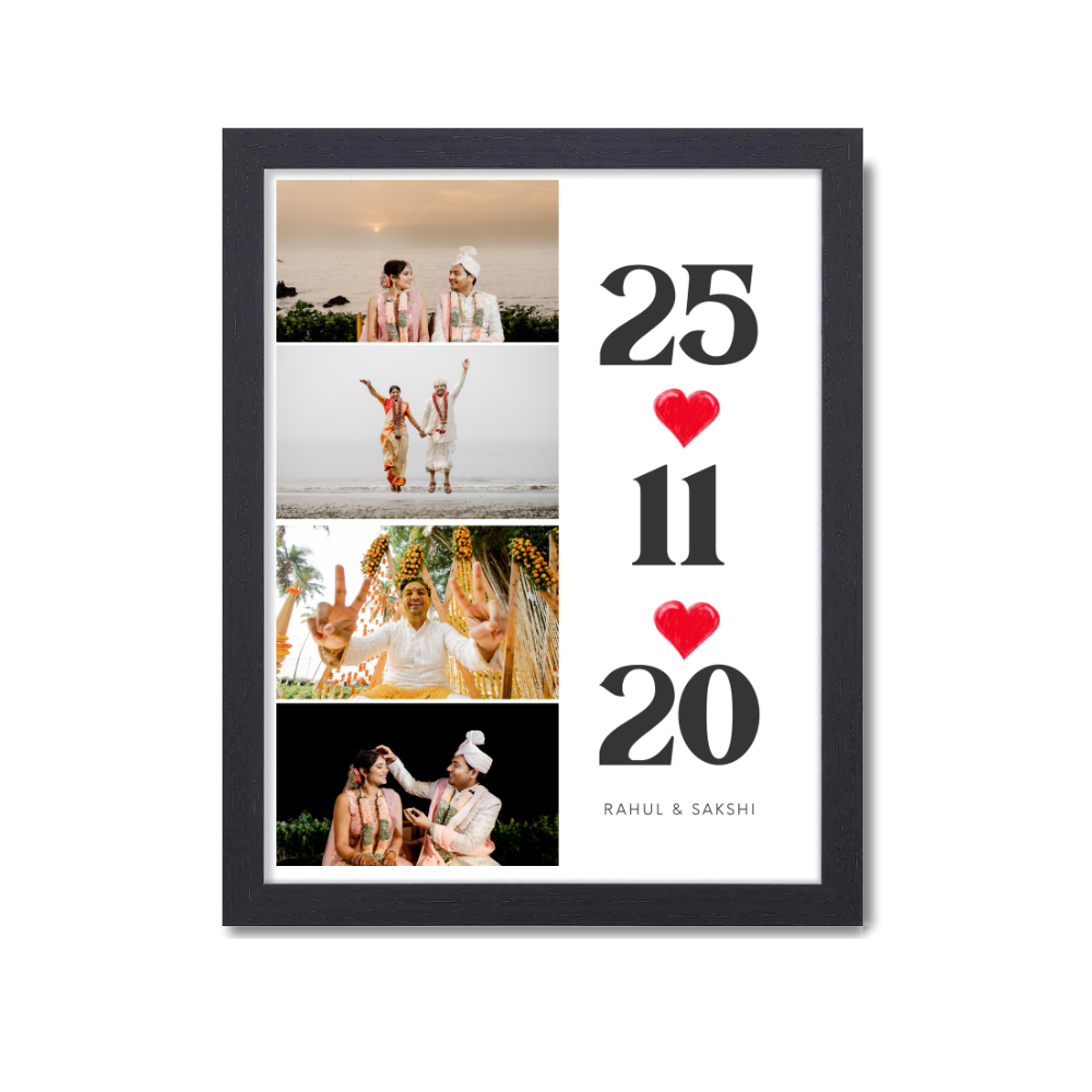 Custom Wedding Date Photo Frame | Personalized Couple Picture Friend Picture New Born Baby Frame with Name & 4 Photoscustom wedding date photo frame, personalized couple picture frame, anniversary gift for husband wife, wedding photo collage with date, 10x13 inch frame for couples, custom name and date frame, couple gift idea, love memory frame, romantic wall art, engagement keepsake, personalized wedding décor, wedding photo display frame, Indian wedding gift, customized couple frame with 4 photos