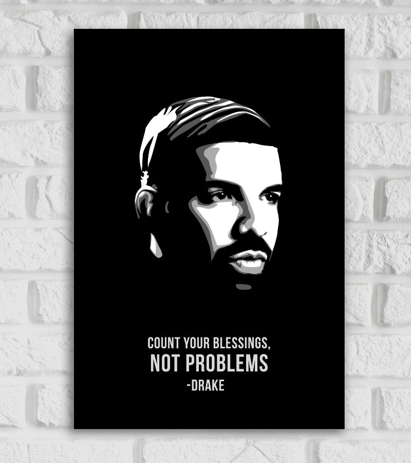 Drake Rapper and Songwriter Pop Culture Art Music Artist Singer Black & White Color Motivational Quote Matte Finish Posters Frames