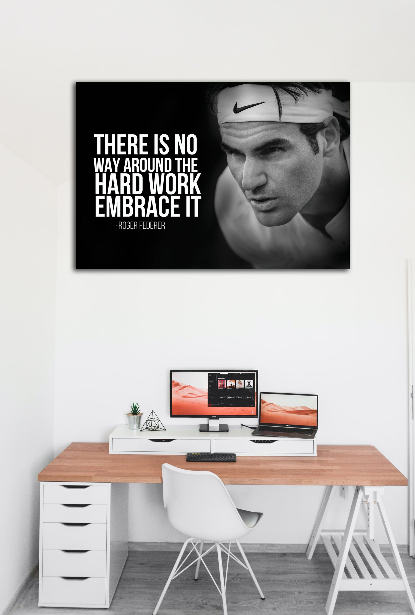 Roger Federer Quote Black Artwork