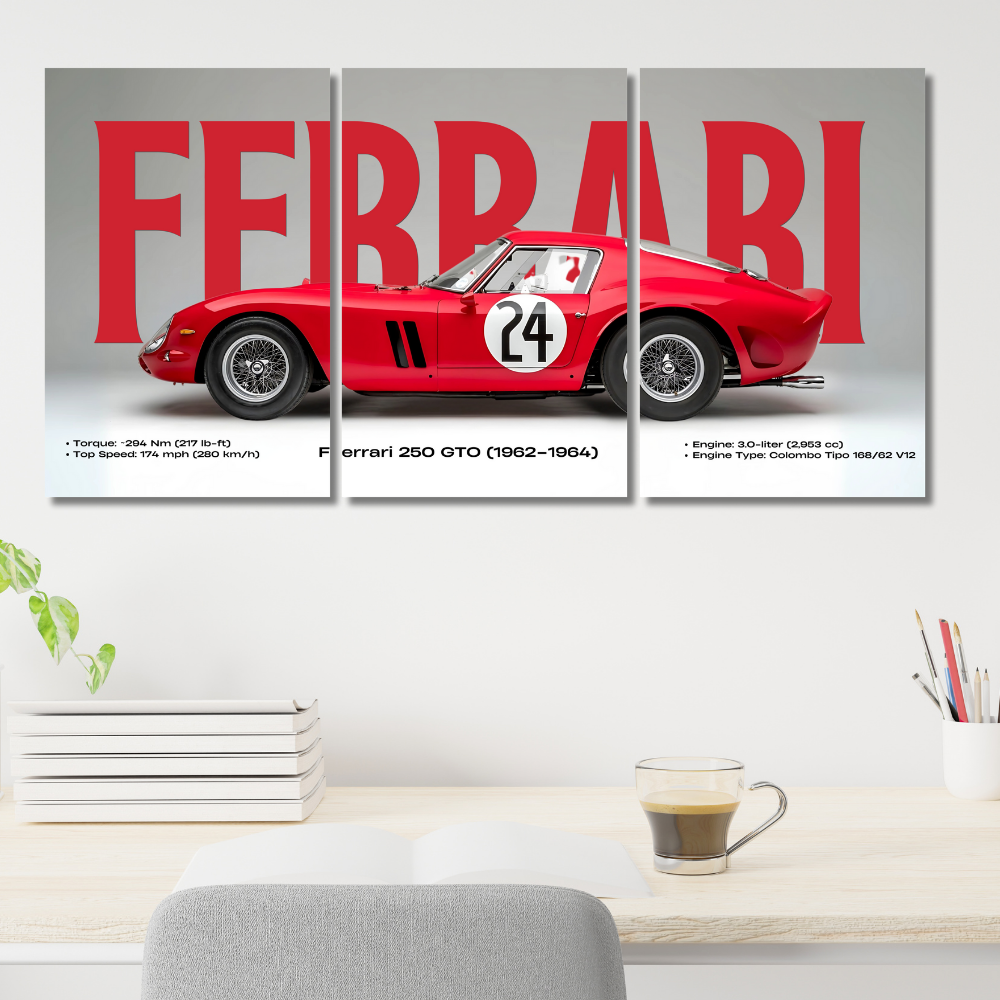 Ferrari 250 GTO (1962–1964) 3-Piece Poster | Vintage Racing Car Wall Art