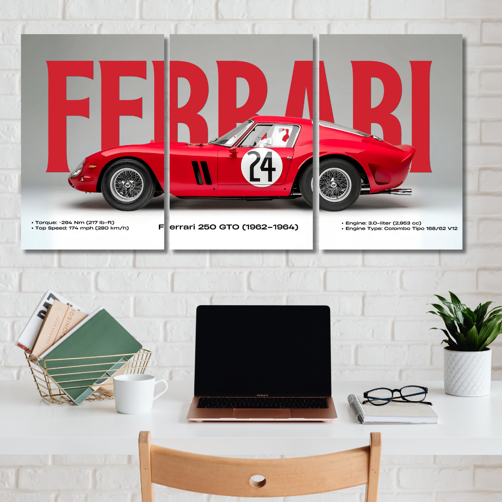 Ferrari 250 GTO (1962–1964) 3-Piece Poster | Vintage Racing Car Wall Art