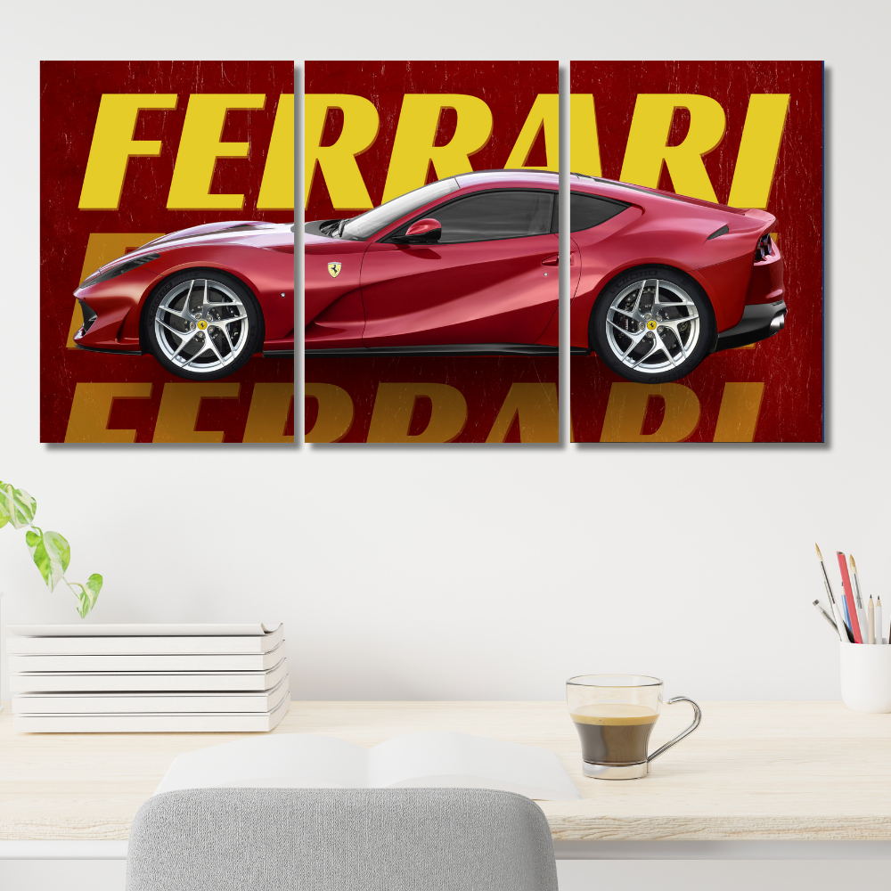 Ferrari Sports Car 3-Piece Poster | Red Supercar Wall Art