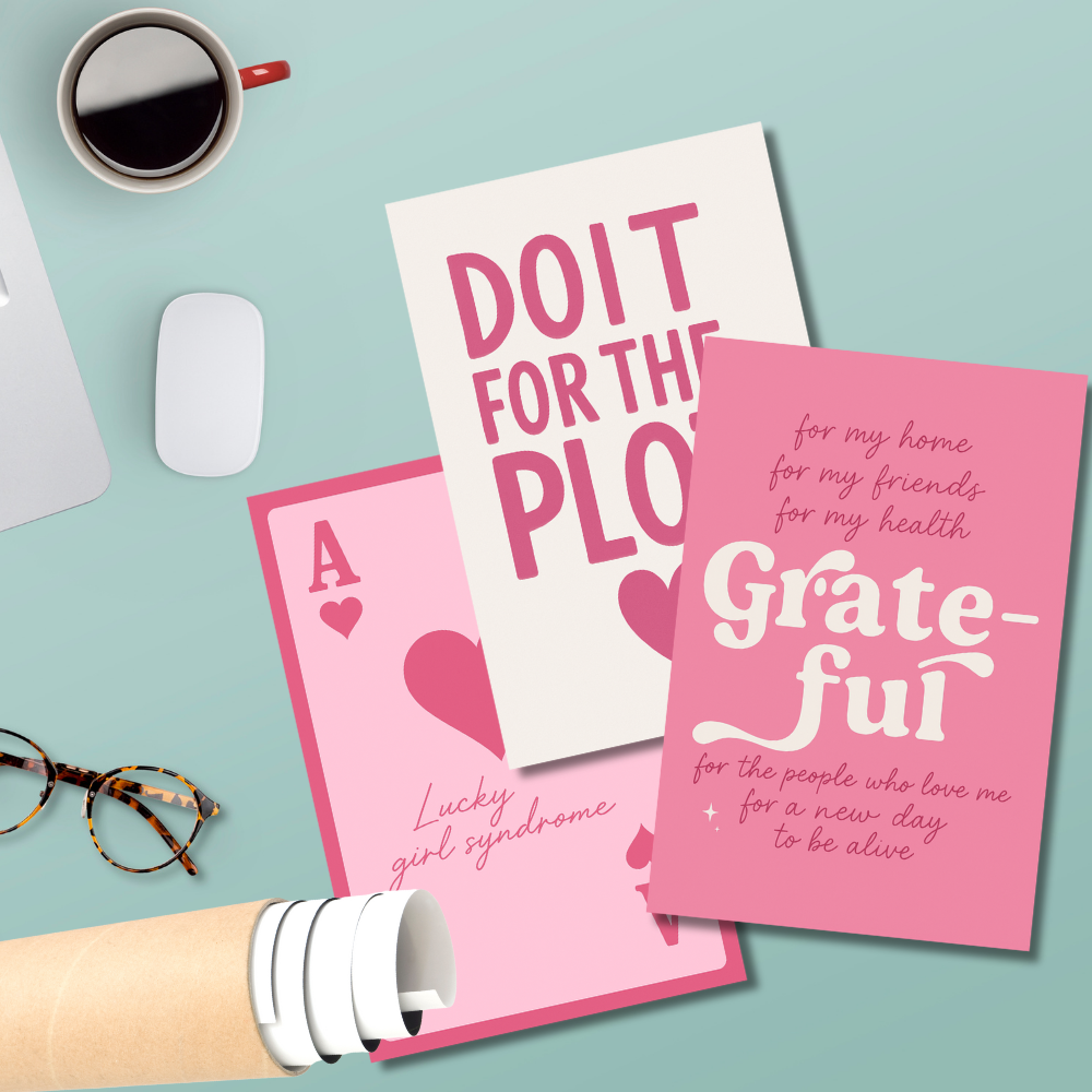 Motivational Split Poster Set “Lucky Girl Syndrome”, “Do It for the Plot”, and “Grateful”