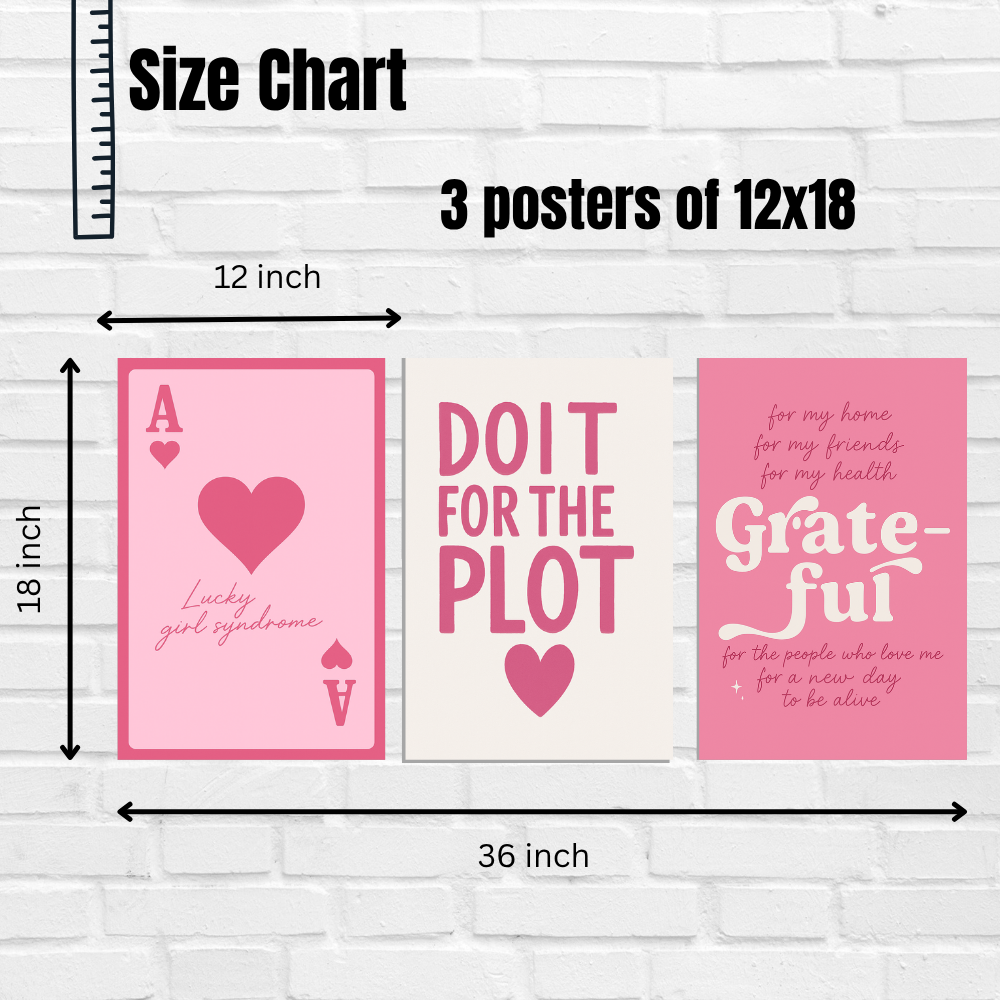 Motivational Split Poster Set “Lucky Girl Syndrome”, “Do It for the Plot”, and “Grateful”