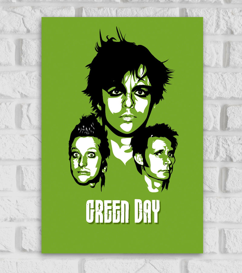 Green Day American Rock Band Motivational Inspiring Quote Singers Music Artist Pop Art Black & White Green Color Matte Finish Framed Poster