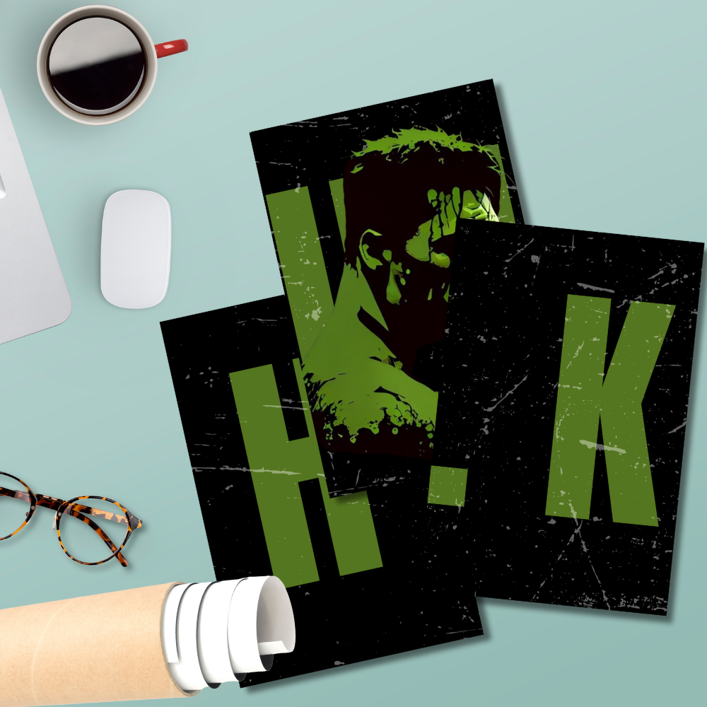 Hulk 3-Split Wall Poster – Grunge Style Green on Black