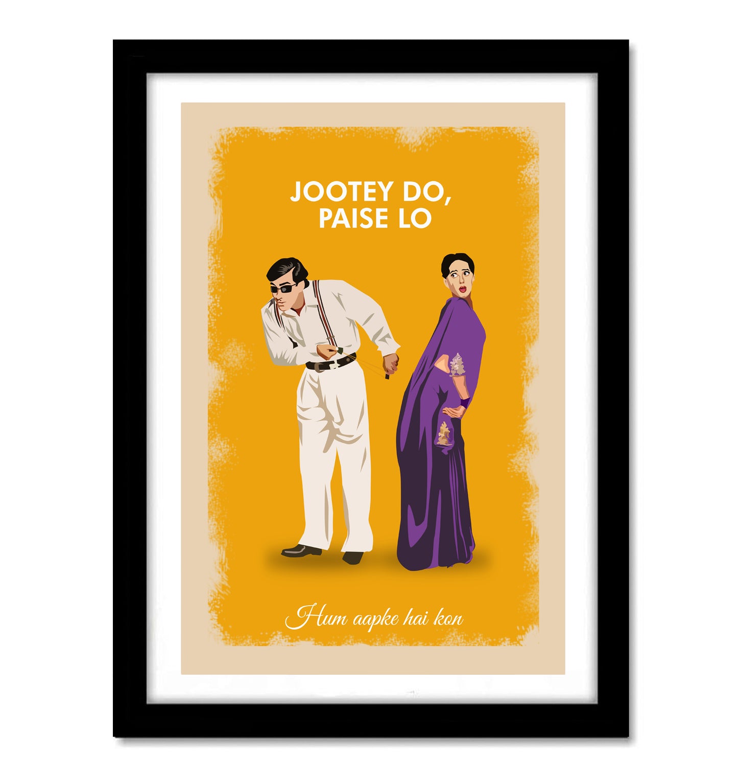 Bollywood Movie Hum Aapke Hai Kon Poster Frame Movies Actor salman Khan MAdhuri Dixit Framed Posters Dialouges Quote Canvas Painting Photo Frames For Wall Decor Bedroom Living Room Decoration Home Office Restraunt Cafe