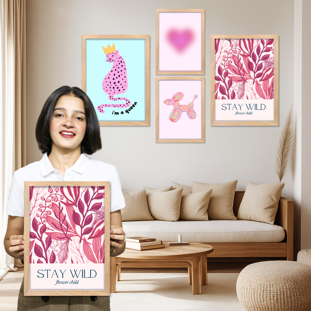 Good Hope Set of 4 Aesthetic Wall Framed Posters for Girls Room Decoration 2 Sizes 12x18 & 10x13 Inch Pink Girl Room Decor Living Room, or Kids Room Home Decoration