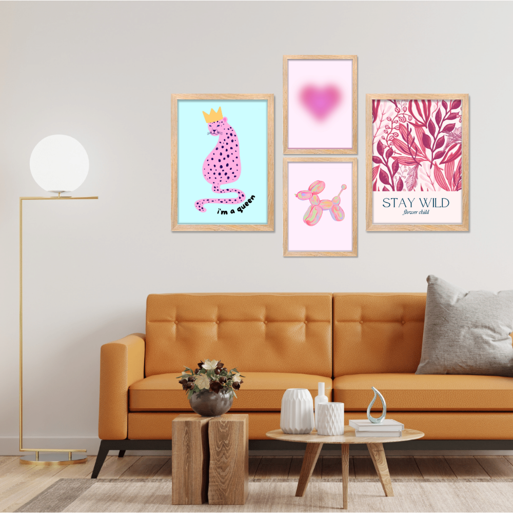 Good Hope Set of 4 Aesthetic Wall Framed Posters for Girls Room Decoration 2 Sizes 12x18 & 10x13 Inch Pink Girl Room Decor Living Room, or Kids Room Home Decoration