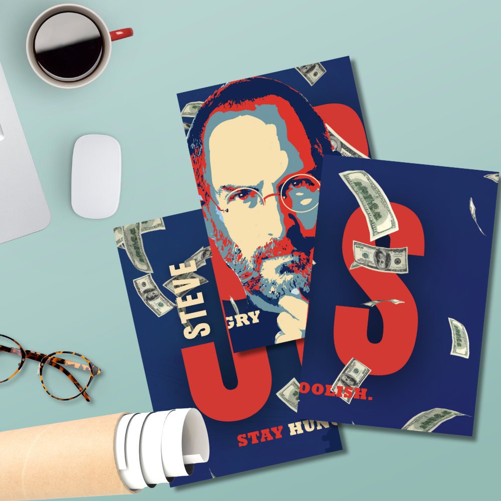 Steve Jobs 3-Piece Split Poster | Inspirational Wall Art with Quote