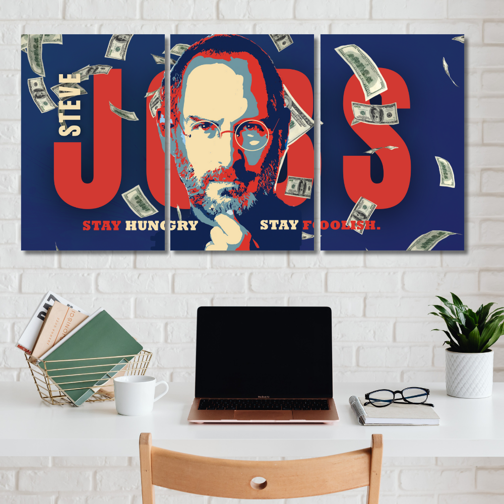 Steve Jobs 3-Piece Split Poster | Inspirational Wall Art with Quote