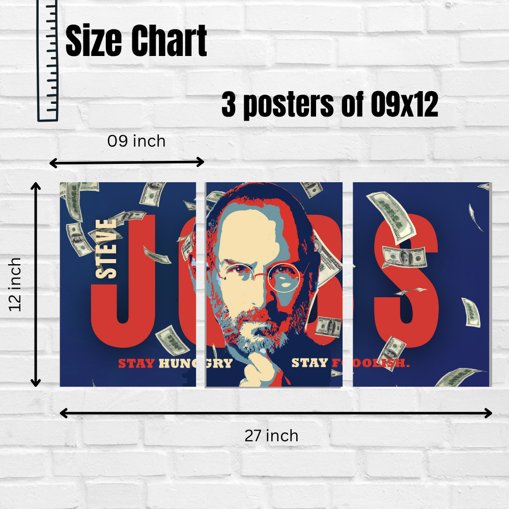 Steve Jobs 3-Piece Split Poster | Inspirational Wall Art with Quote