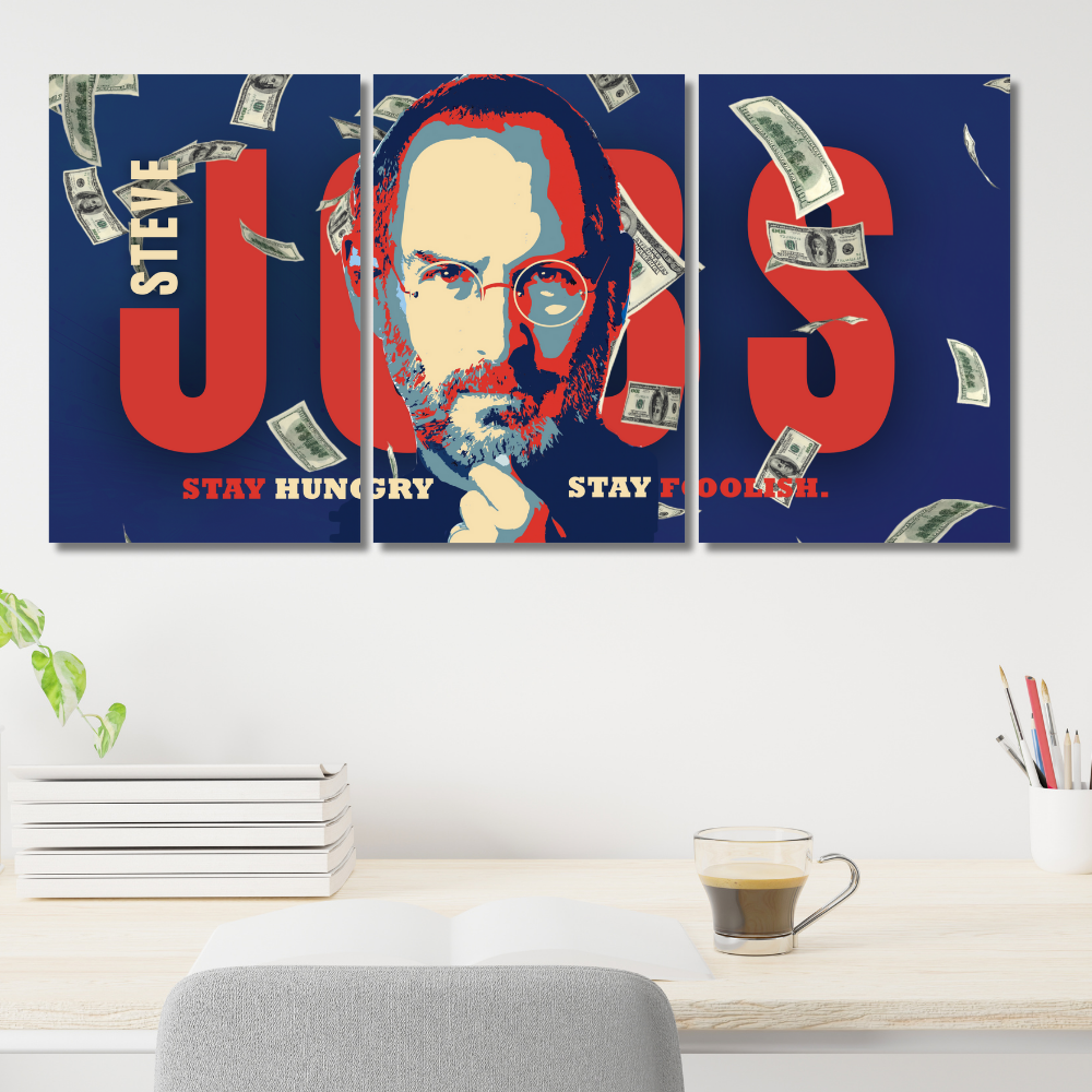 Steve Jobs 3-Piece Split Poster | Inspirational Wall Art with Quote