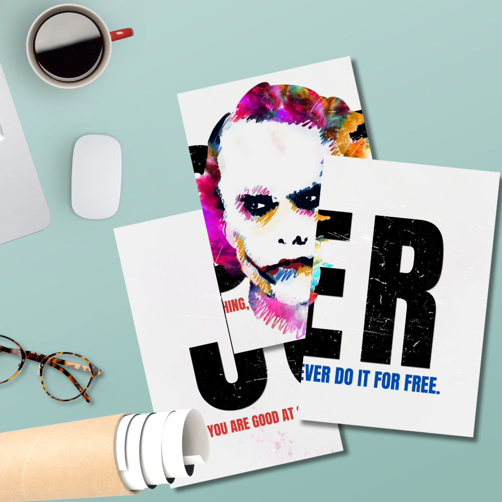 Joker 3-Piece Split Poster | Color Splash Artwork with Famous Quote