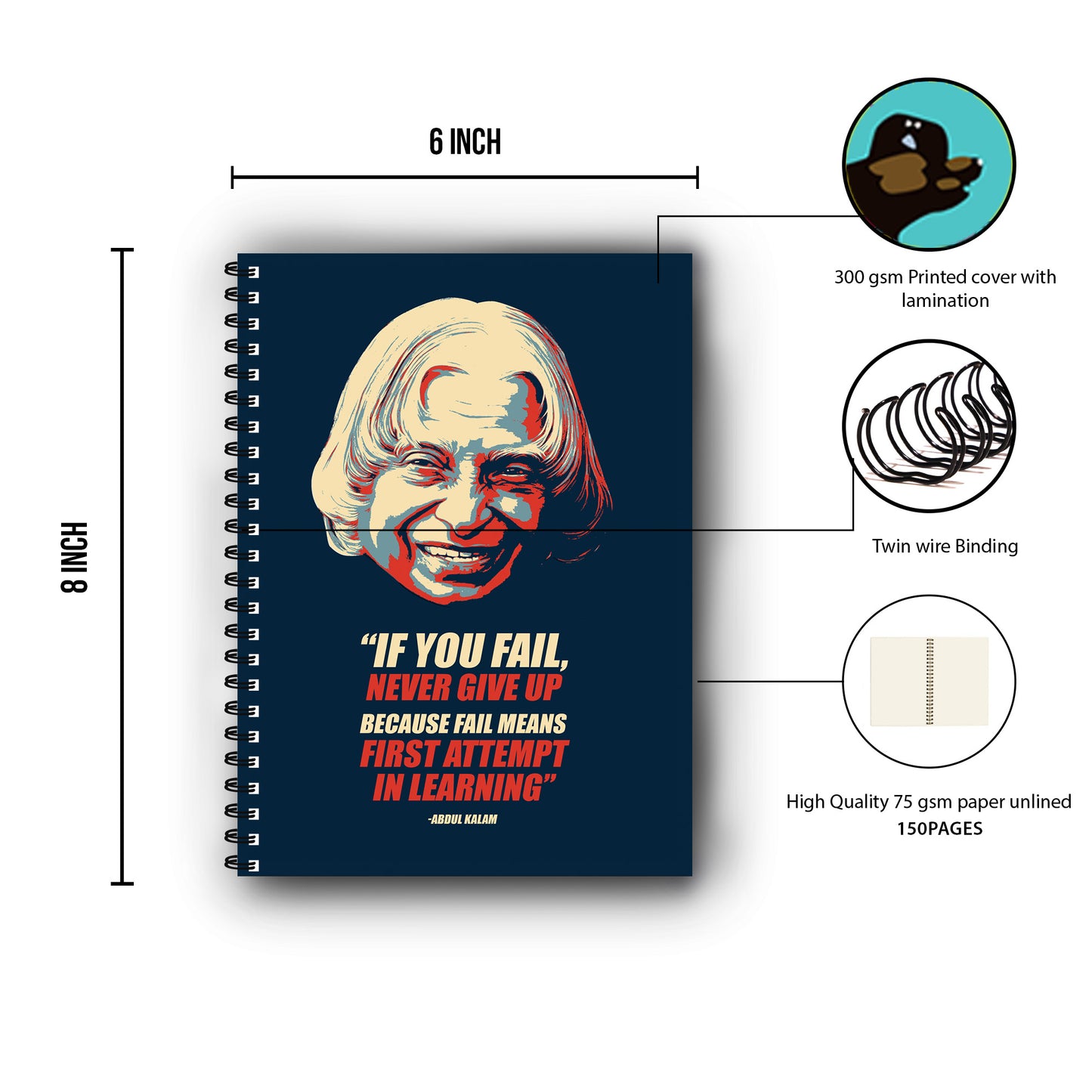 Abdul Kalam Printed Notebook