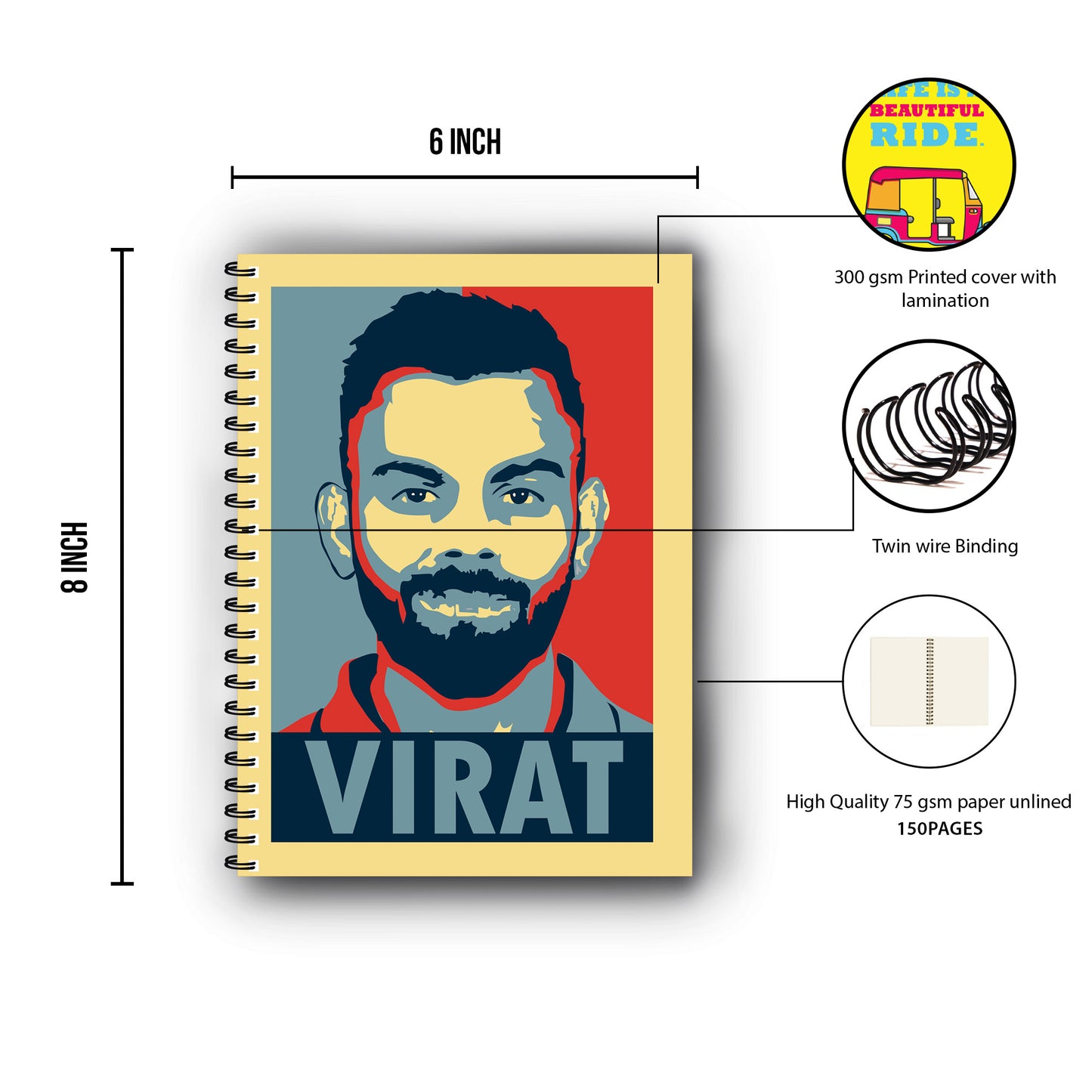 Virat Kohli Printed Notebook