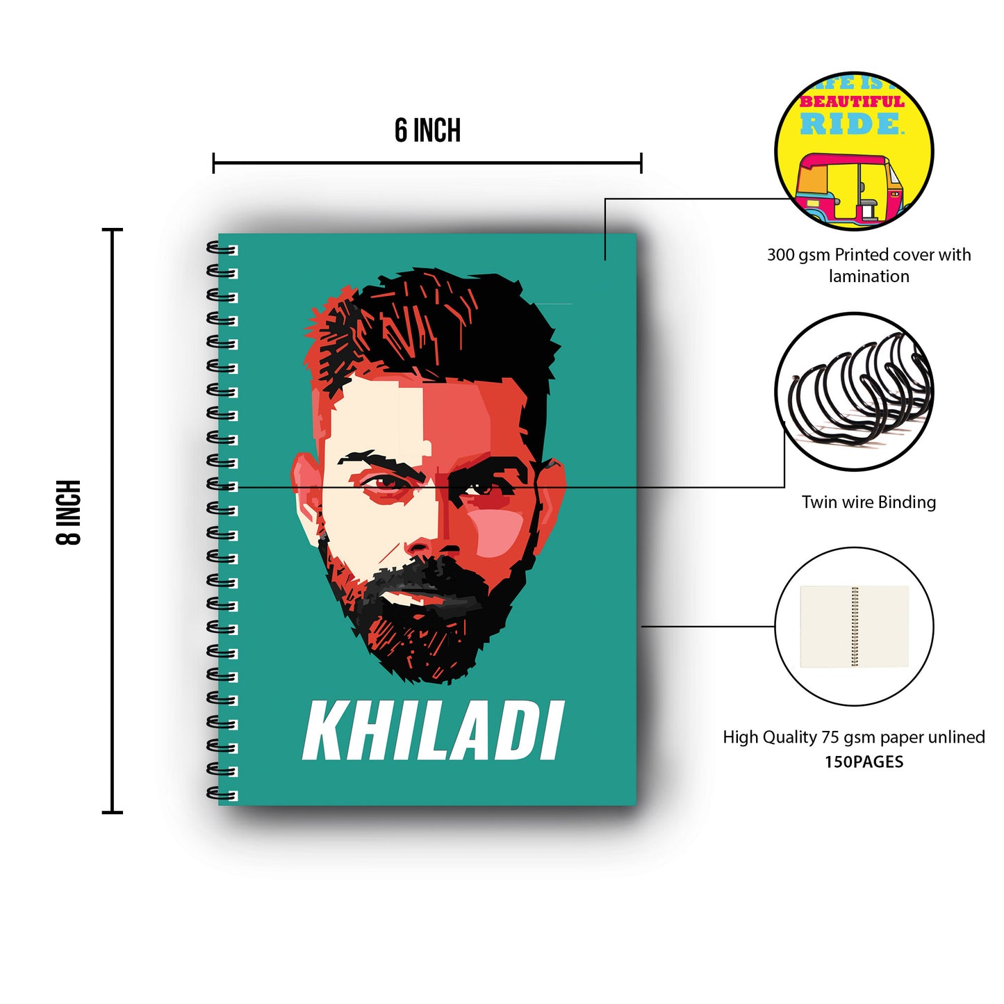 Virat Kohli Printed Notebook