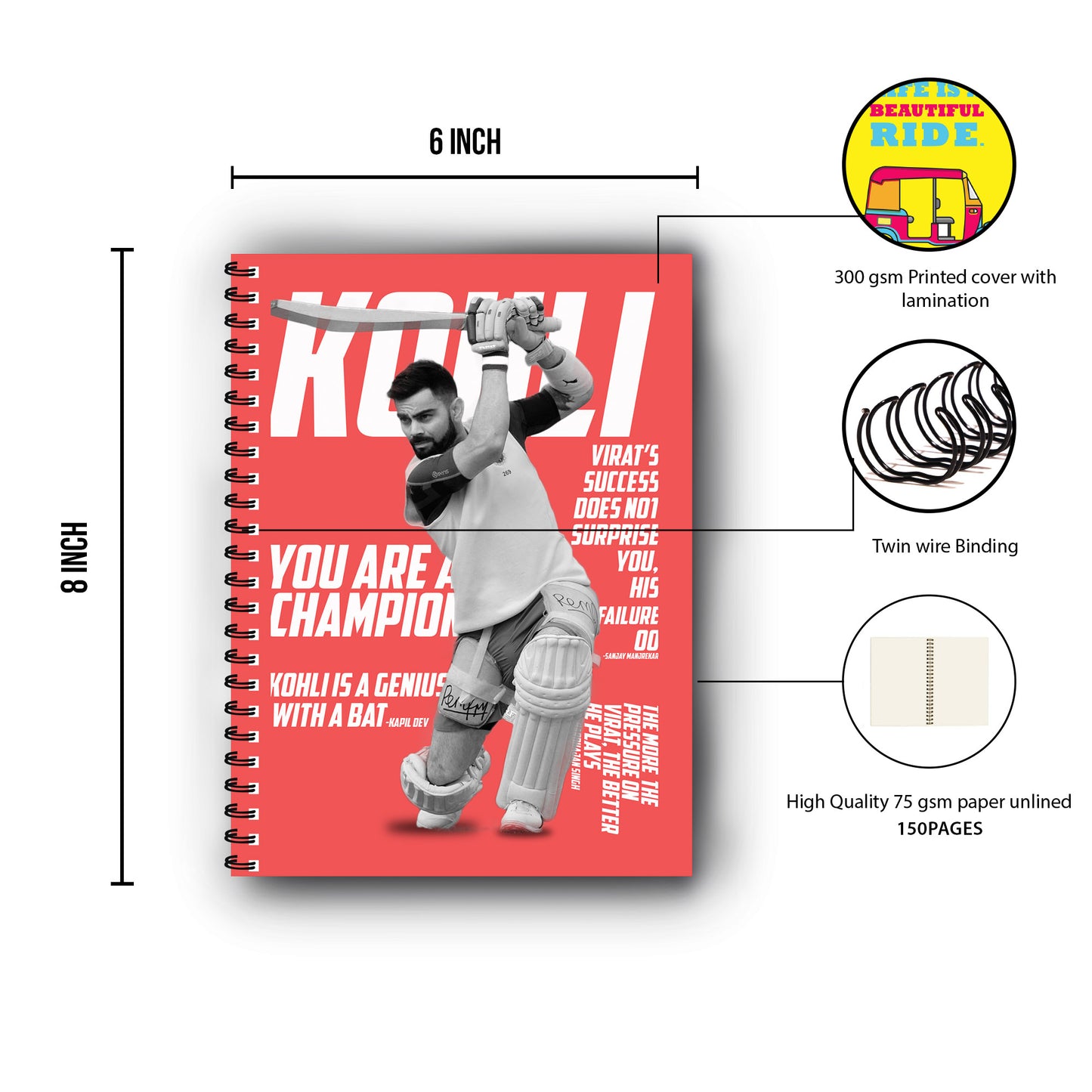 Virat Kohli Printed Notebook
