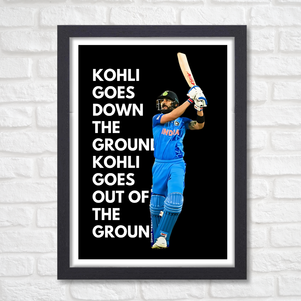 Cricketer Virat Kohli Poster Cricket Players Motivational Player King Kohli Painting posters with frame or without frame For wall decor, room decoration home bedroom living room Paintings Hostel Boys Ideal For Cricket Fans