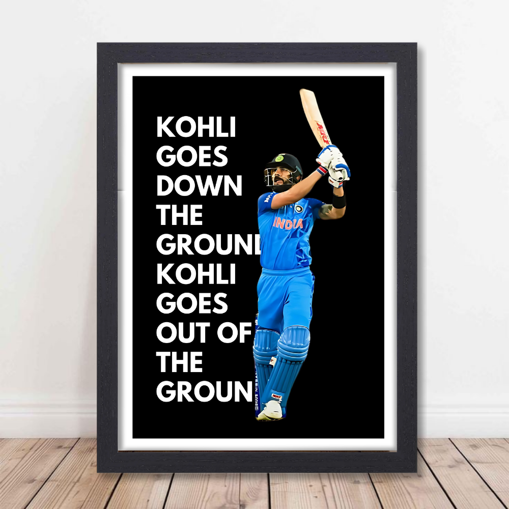 Cricketer Virat Kohli Poster Cricket Players Motivational Player King Kohli Painting posters with frame or without frame For wall decor, room decoration home bedroom living room Paintings Hostel Boys Ideal For Cricket Fans