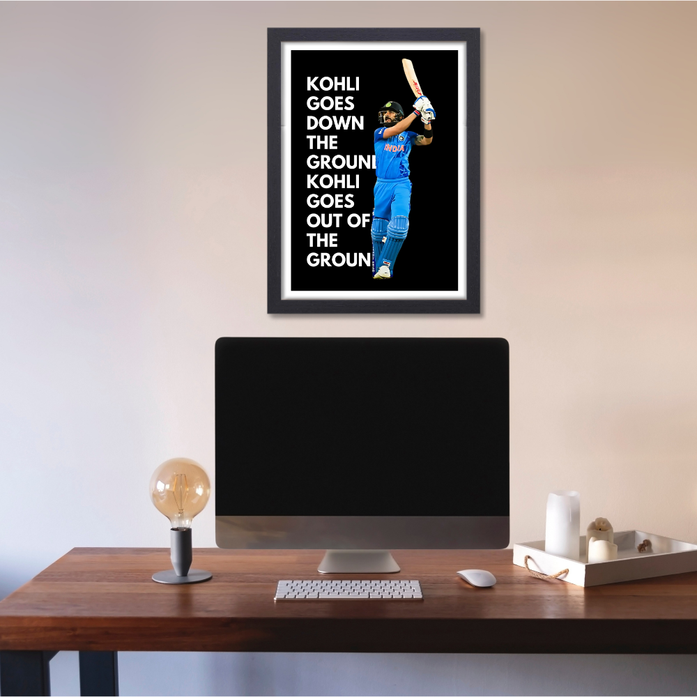 Cricketer Virat Kohli Poster Cricket Players Motivational Player King Kohli Painting posters with frame or without frame For wall decor, room decoration home bedroom living room Paintings Hostel Boys Ideal For Cricket Fans