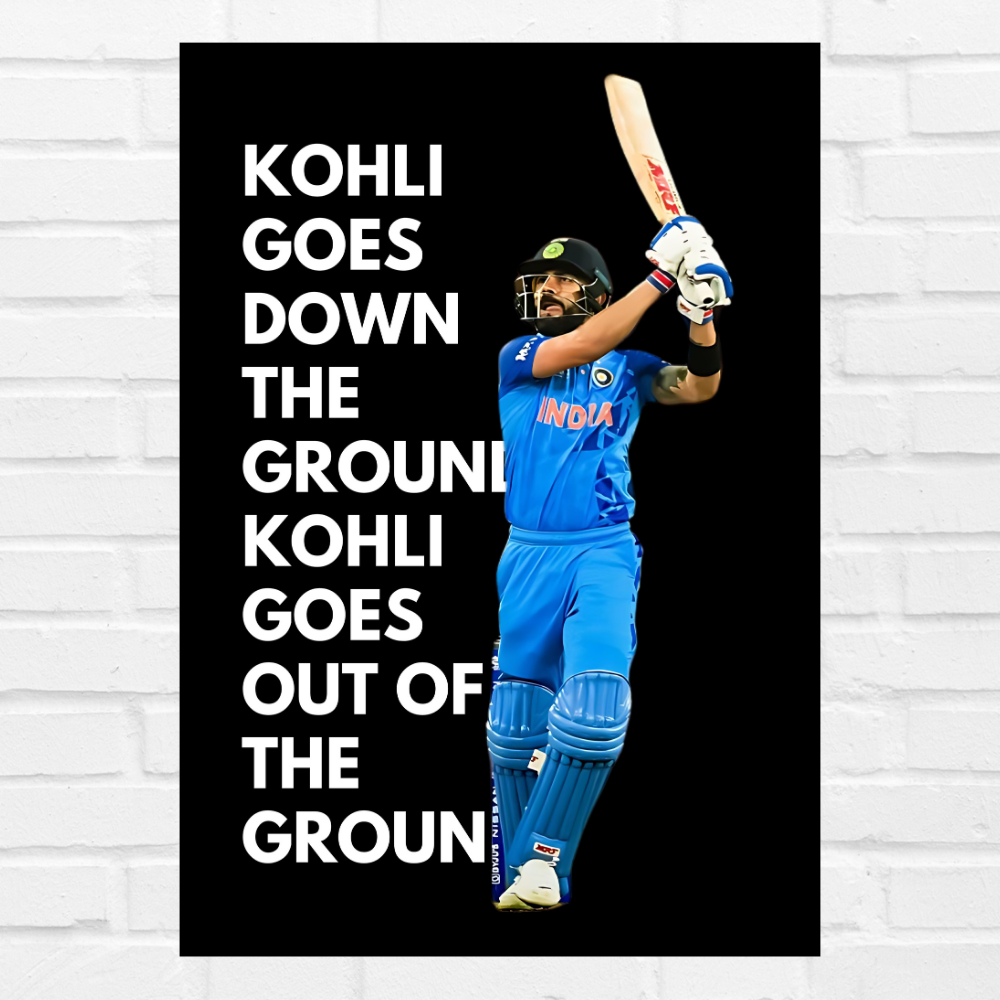 Cricketer Virat Kohli Poster Cricket Players Motivational Player King Kohli Painting posters with frame or without frame For wall decor, room decoration home bedroom living room Paintings Hostel Boys Ideal For Cricket Fans