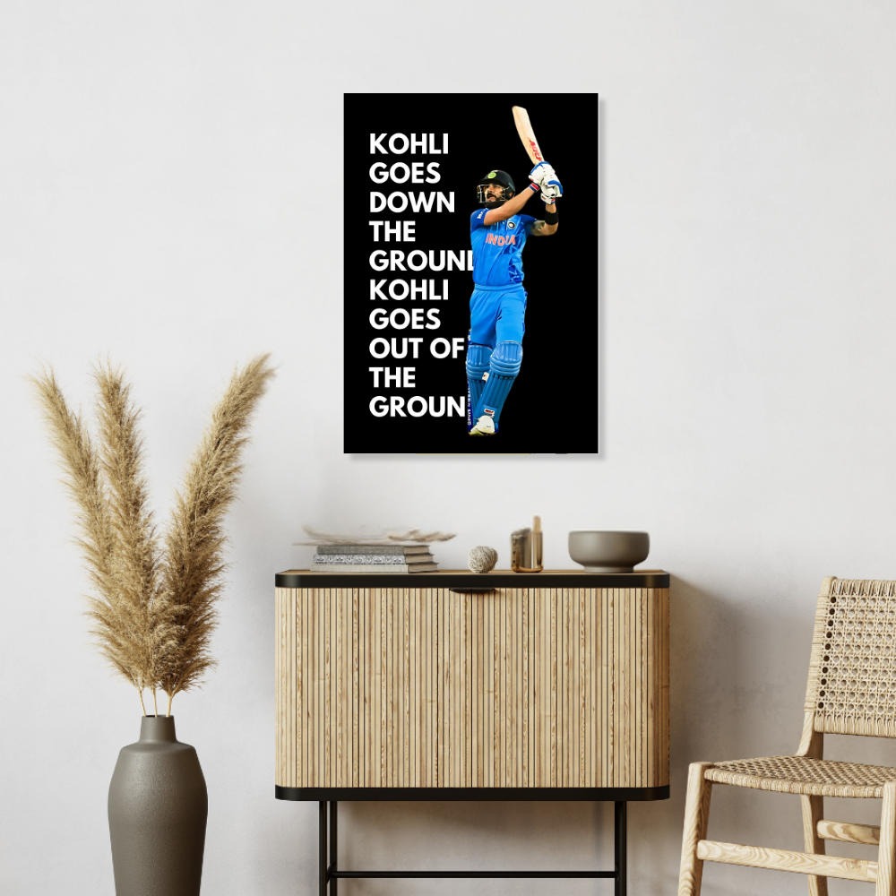 Cricketer Virat Kohli Poster Cricket Players Motivational Player King Kohli Painting posters with frame or without frame For wall decor, room decoration home bedroom living room Paintings Hostel Boys Ideal For Cricket Fans