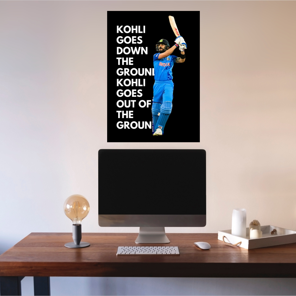 Cricketer Virat Kohli Poster Cricket Players Motivational Player King Kohli Painting posters with frame or without frame For wall decor, room decoration home bedroom living room Paintings Hostel Boys Ideal For Cricket Fans