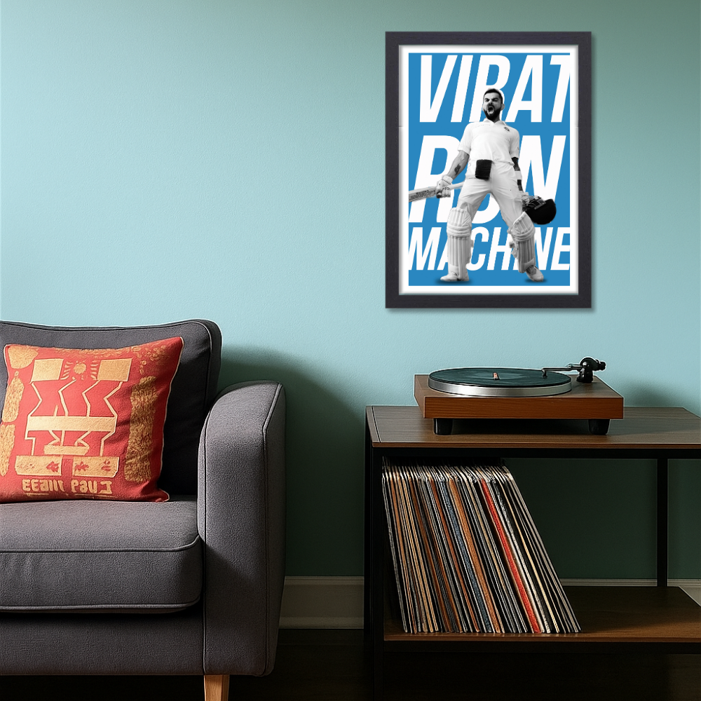 Cricketer Virat Kohli Poster Cricket Players Motivational Player King Kohli posters with frame or without frame For wall decor, room decoration home bedroom living room Paintings Hostel Boys Ideal For Cricket Fans
