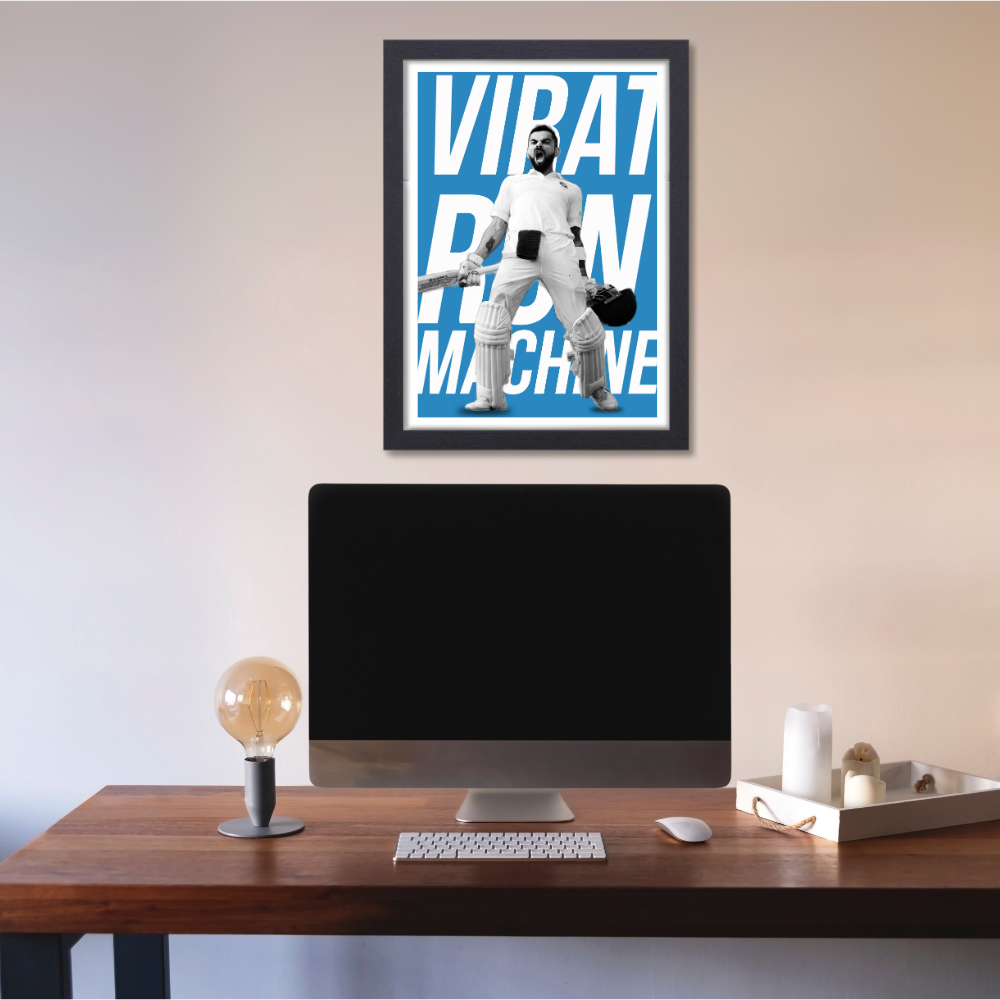 Cricketer Virat Kohli Poster Cricket Players Motivational Player King Kohli posters with frame or without frame For wall decor, room decoration home bedroom living room Paintings Hostel Boys Ideal For Cricket Fans