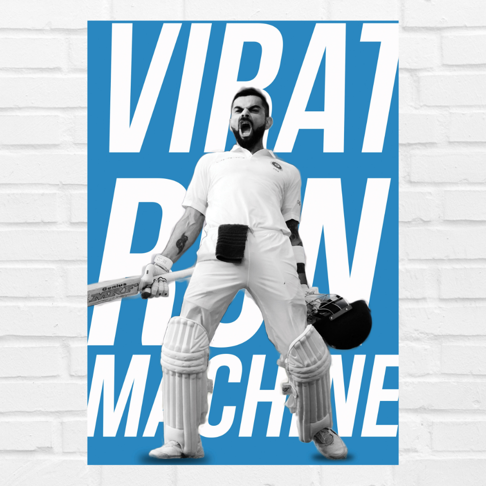 Cricketer Virat Kohli Poster Cricket Players Motivational Player King Kohli posters with frame or without frame For wall decor, room decoration home bedroom living room Paintings Hostel Boys Ideal For Cricket Fans