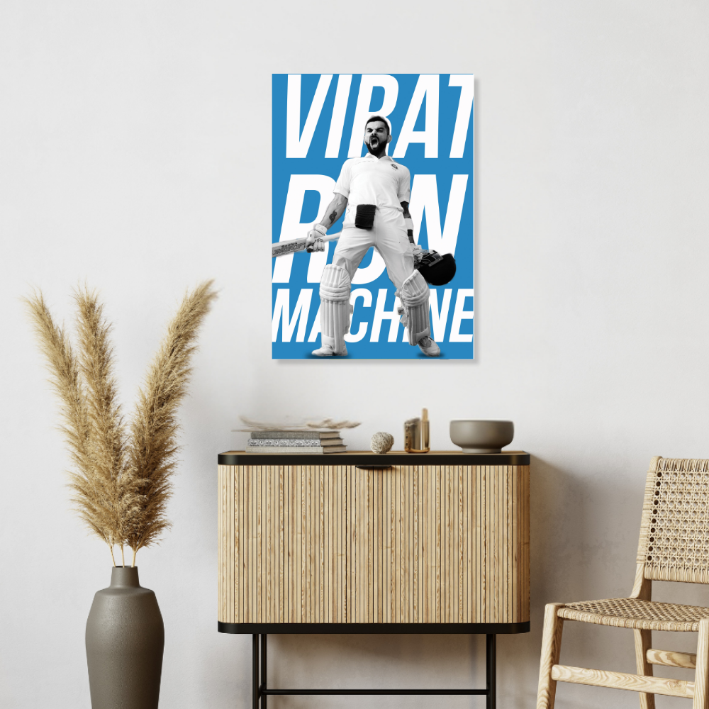 Cricketer Virat Kohli Poster Cricket Players Motivational Player King Kohli posters with frame or without frame For wall decor, room decoration home bedroom living room Paintings Hostel Boys Ideal For Cricket Fans