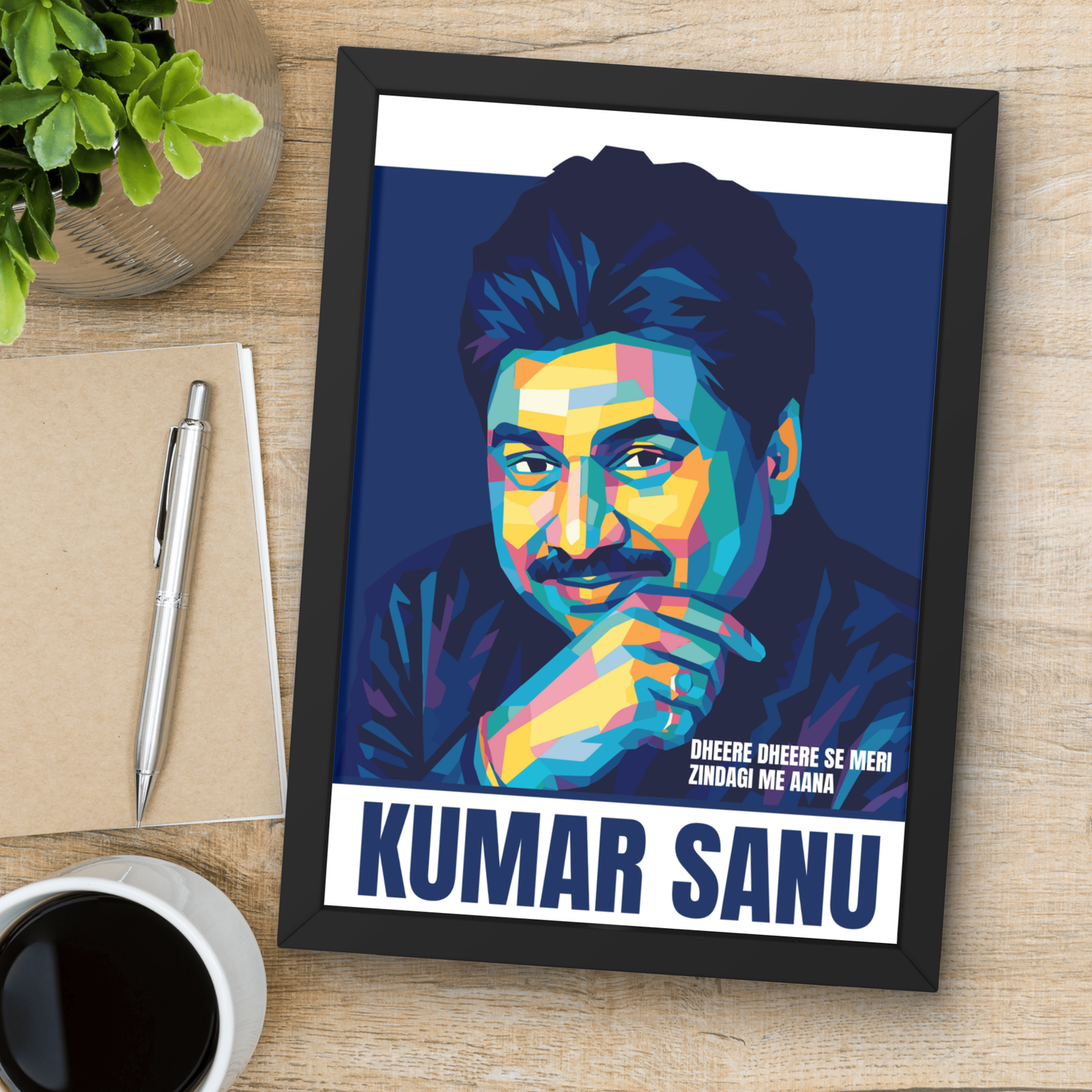 Kumar Sanu Pop Art Poster – Bollywood Playback Singer Wall Art – Framed | Canvas | Poster Print