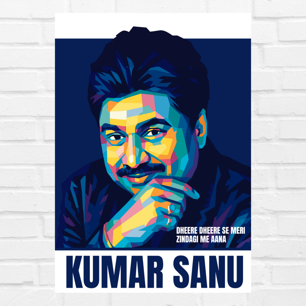 Kumar Sanu Pop Art Poster – Bollywood Playback Singer Wall Art – Framed | Canvas | Poster Print