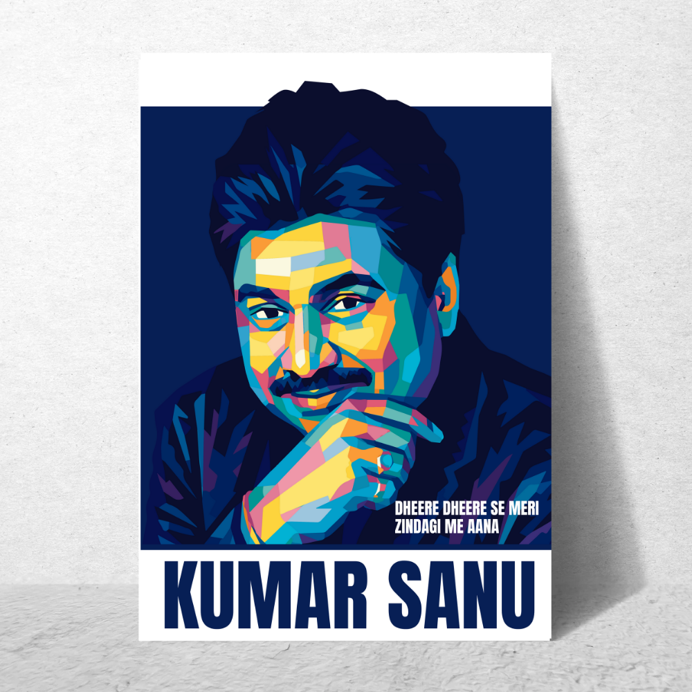 Kumar Sanu Pop Art Poster – Bollywood Playback Singer Wall Art – Framed | Canvas | Poster Print
