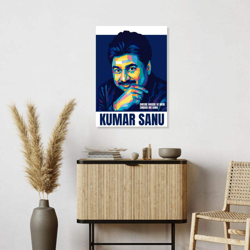 Kumar Sanu Pop Art Poster – Bollywood Playback Singer Wall Art – Framed | Canvas | Poster Print