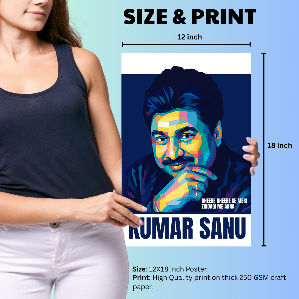 Kumar Sanu Pop Art Poster – Bollywood Playback Singer Wall Art – Framed | Canvas | Poster Print