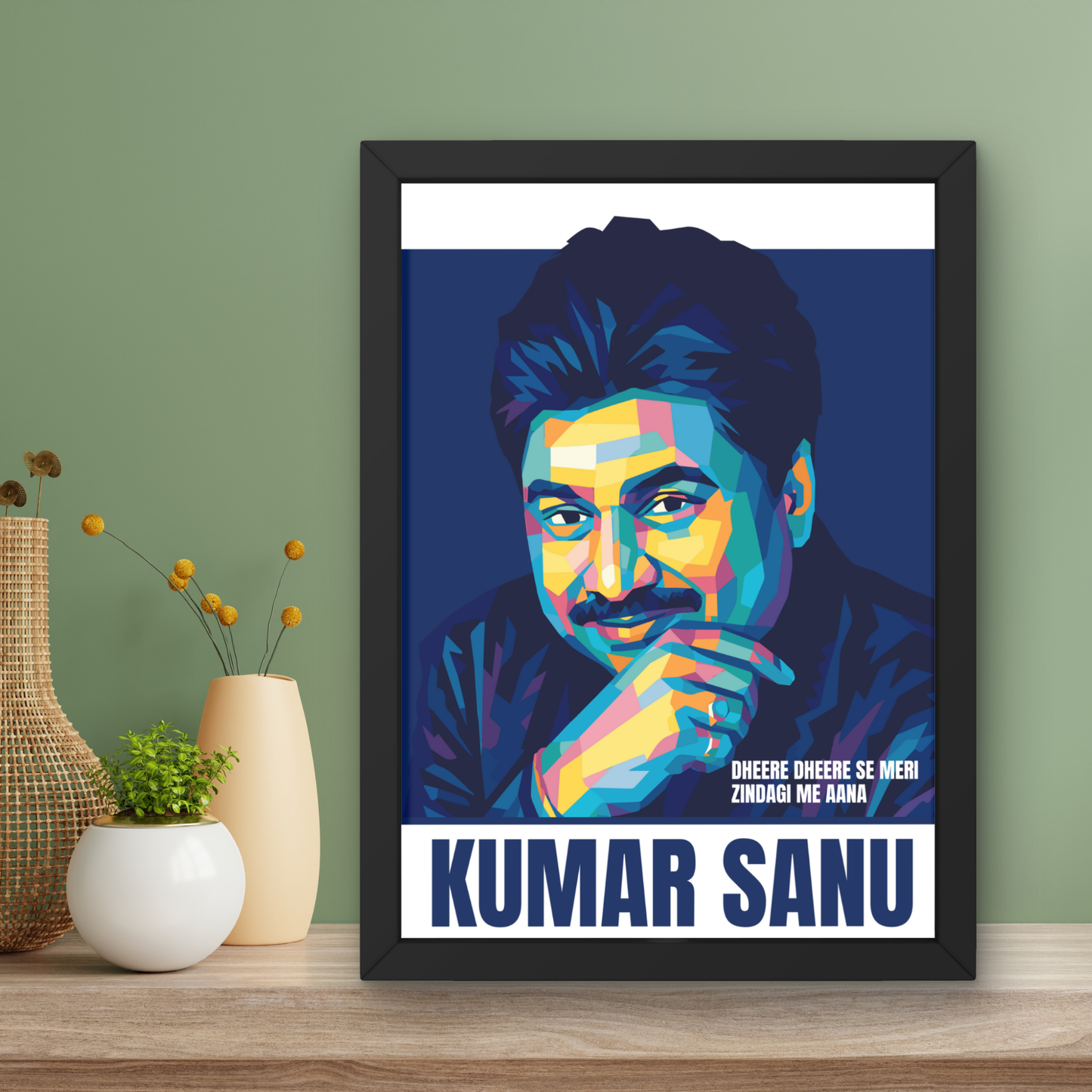 Kumar Sanu Pop Art Poster – Bollywood Playback Singer Wall Art – Framed | Canvas | Poster Print