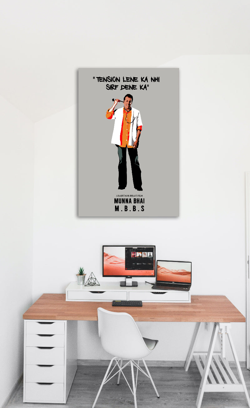 Munna Bhai MBBS Sanjay Dutt Movie Frame Poster Movie Quote Wall Art Decor Photo Frames Poster Canvas For Bedroom Living Room Decoration Home Office wall Poster Gift