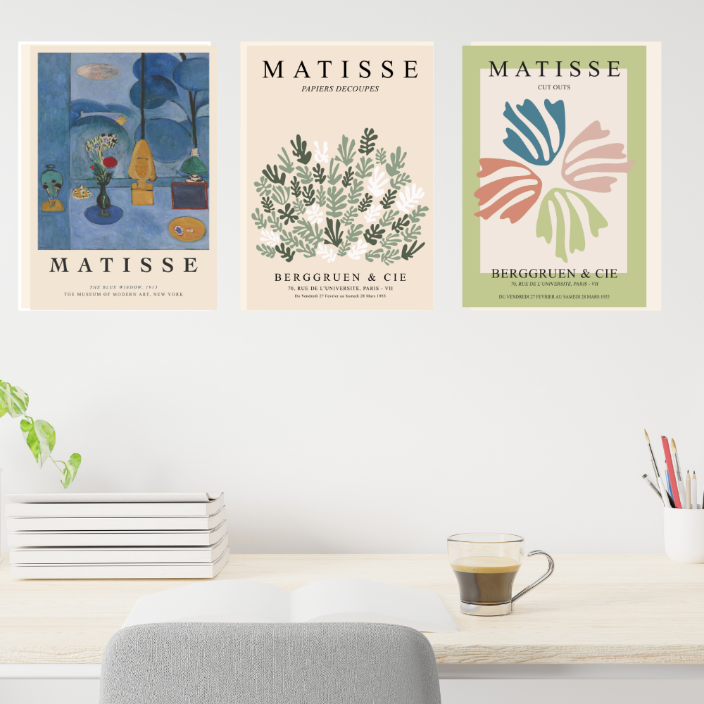Set of 3 Henri Matisse Wall Art Paintings Framed Poster for Home Decoration, Living Room, Bedroom, Kitchen, and Office Wall Decoration (Copy)