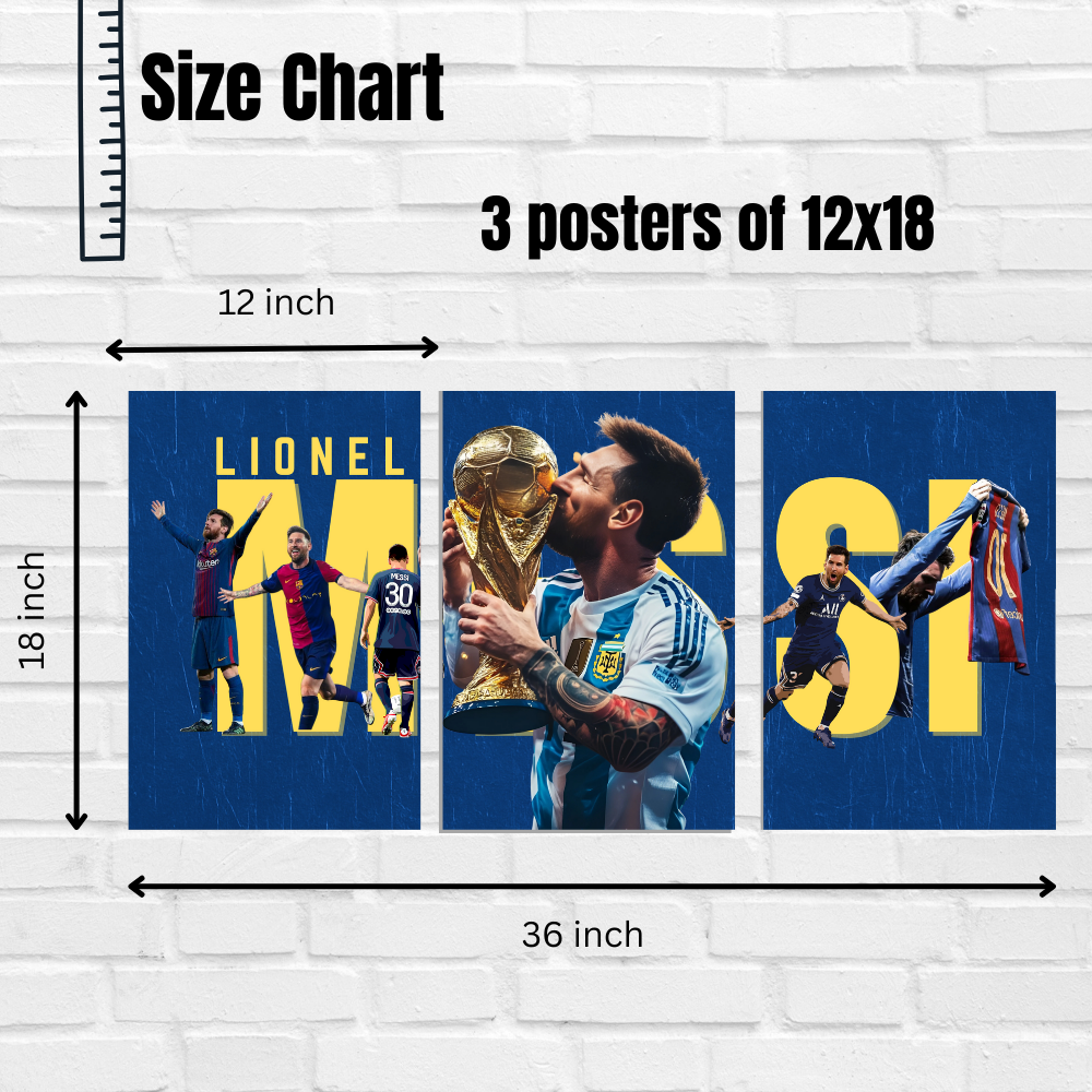 Lionel Messi Split Posters Set Of 3 For your Desk wall