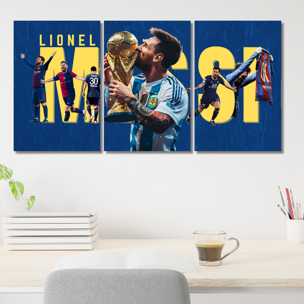 Lionel Messi Split Posters Set Of 3 For your Desk wall