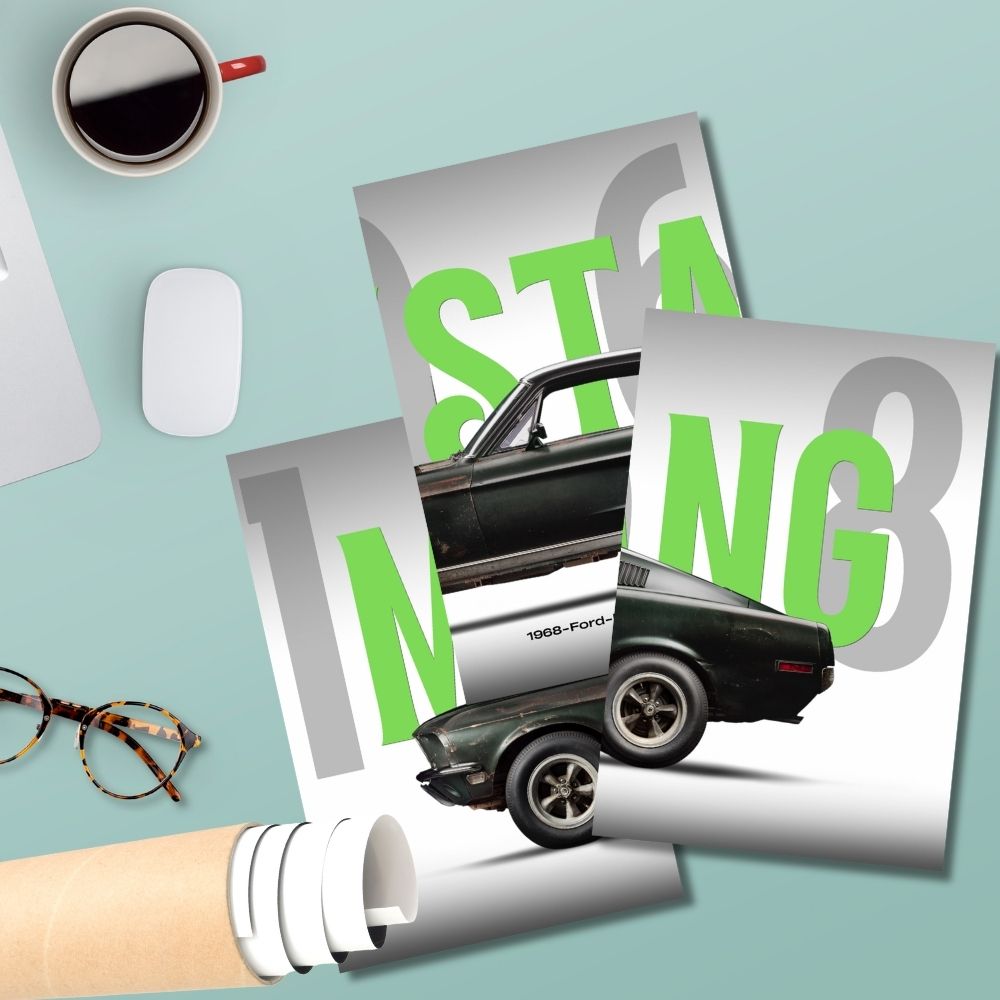 Ford Mustang Vintage Split Posters Set Of 3 For your Desk wall
