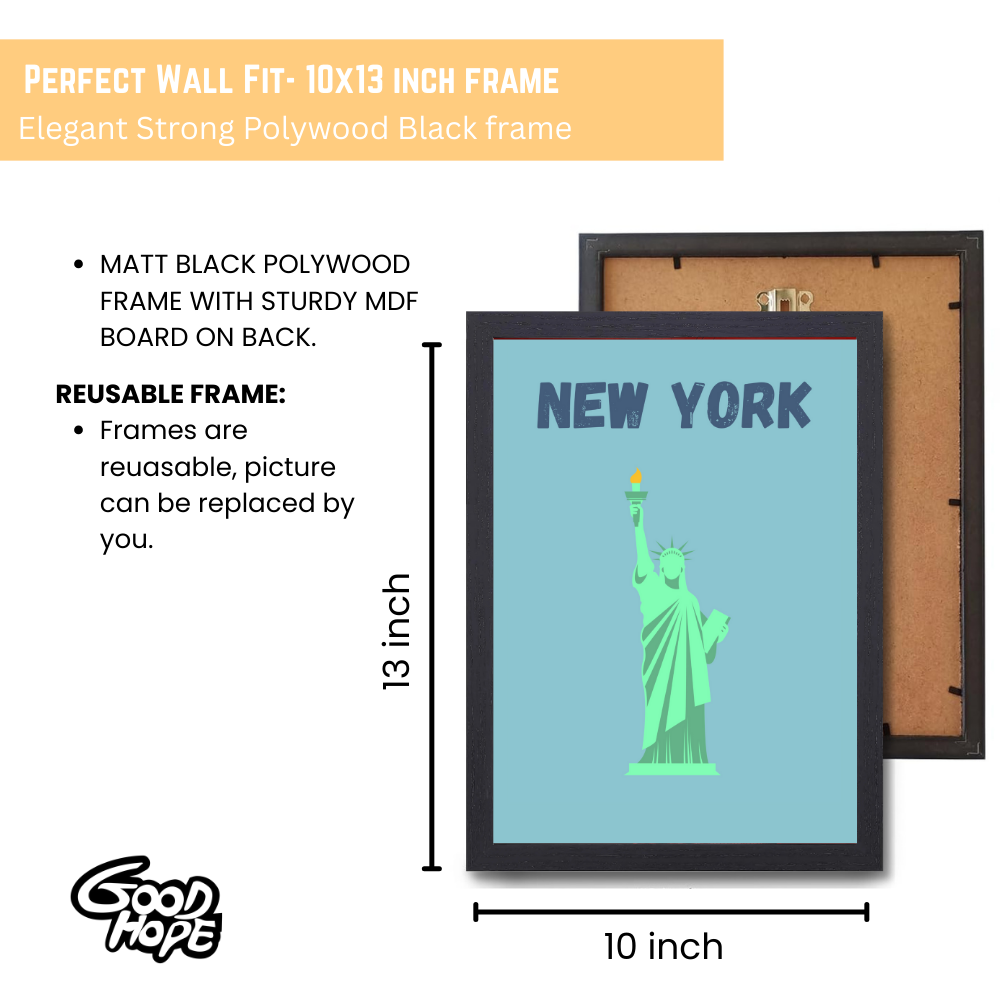 Traveling Theme wall Frame, Wall Frames for Living Room, Framed Travel Photo Frames for wall decor, Travel Frame for wall decor, room decor, Hostels, Hotels, Restraunts New York Wall Art